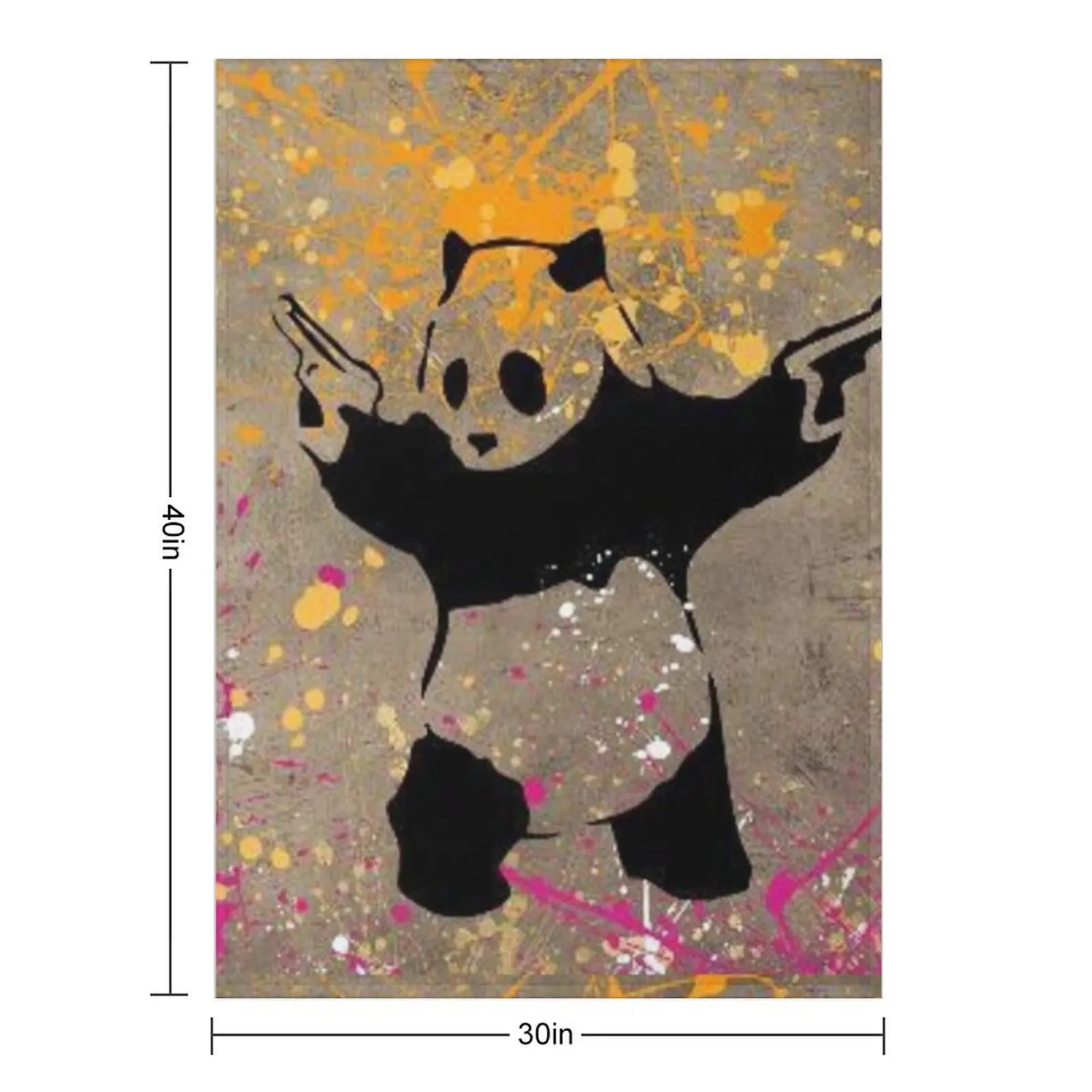 Panda with Guns by Banksy Throw Blanket Flannel Fabric Softest blankets ands Thermal Blankets