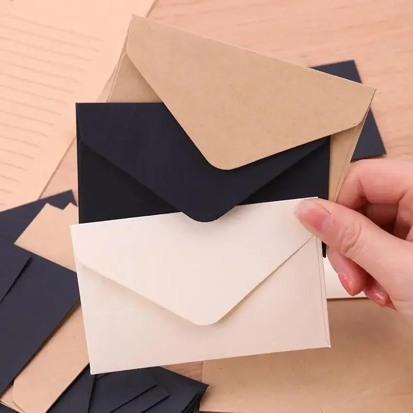 20Pcs 22x11cm Blank Mini Paper Window Envelopes Classical White Black Kraft Wedding Invitation Gift