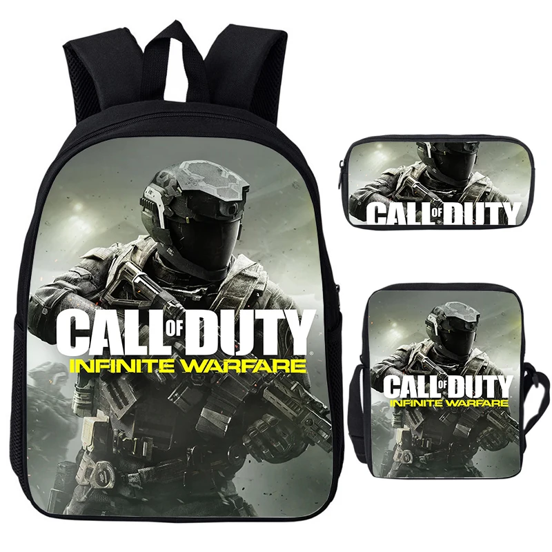 3pcs Set Call Of Duty Warzone Print Backpack For Boys Girl Softback Schoolbag Student Large Capacity Bookbag Men Laptop Backpack