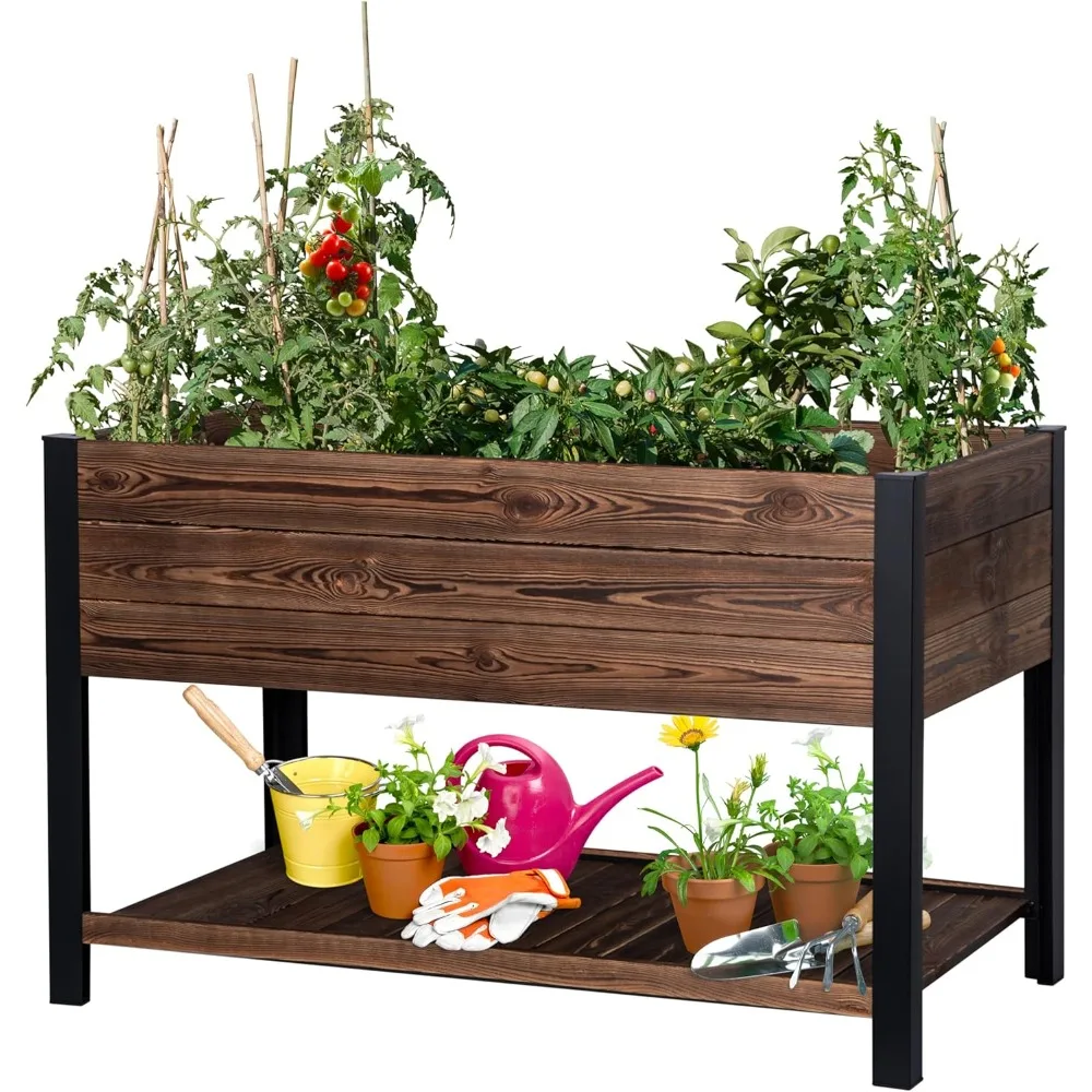 Raised Garden Bed Planter Box with Shelf, (48