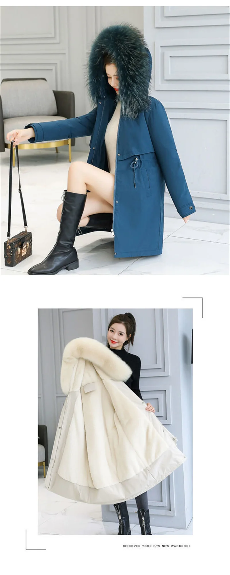 New Winter Jacket Women's Parkas Thick Warm Fur Lining Long Parka Female Hooded Padded Coat Outwear Female Windbreakers 6XL