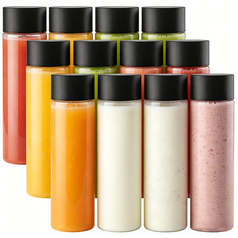 ✨ ‌6/12/24PCS Bulk Empty Plastic Reusable Juice /Water Bottles as Smoothie Bottles for Sensory Crafts and Calming Bottles 400m