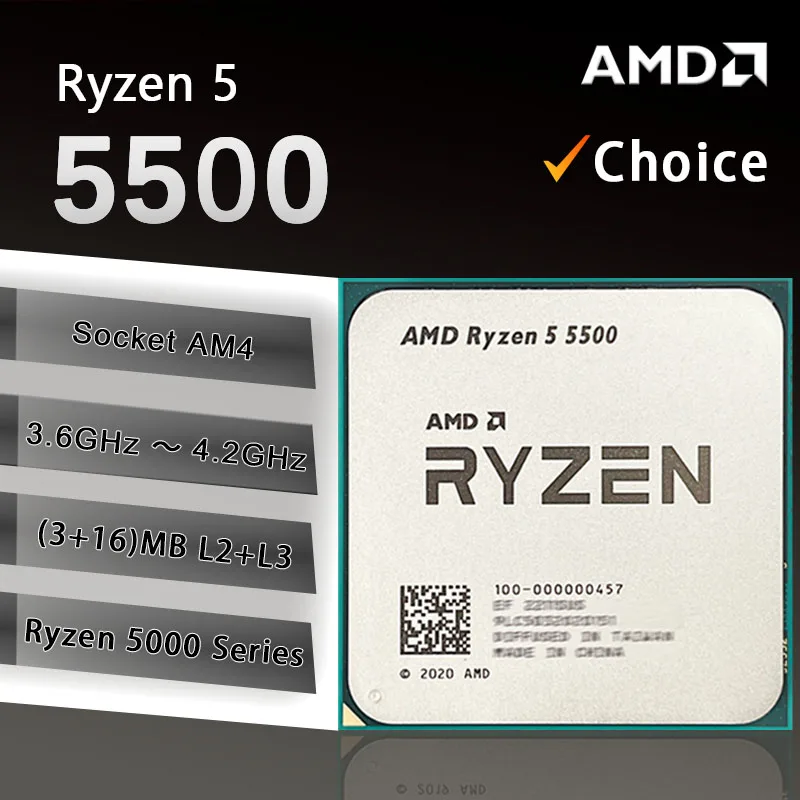 

Новый процессор AMD Ryzen 5 5500 R5 5500 3,6 ГГц, 6 ядер, 12 потоков, 7 нм, L3 = 16 м, 100-000000457, разъем AM4, но без кулера