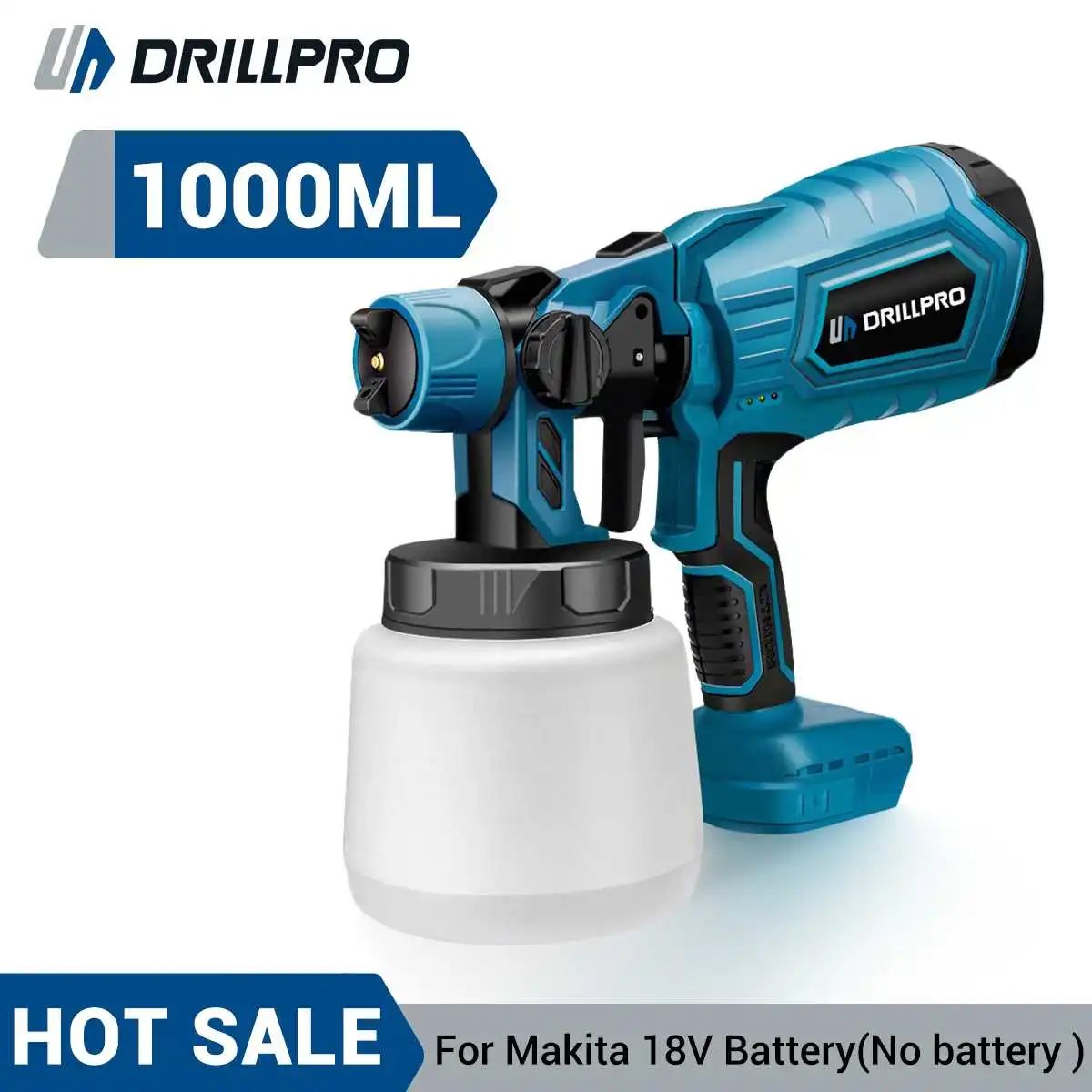 Drillpro Pistola de Pintura Elétrica sem Fio Alta Potência Móveis Automotivas Aerógrafo de Revestimento de Aço Bateria Makita 18v 1000ml