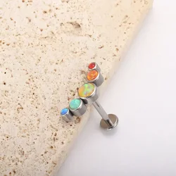 ASTM F136 Titanium Piercing 16G 18G Labret Opal Ear Tragus Cartilage Stud Helix Piercing Earring Ear Piercing Body Jewelry