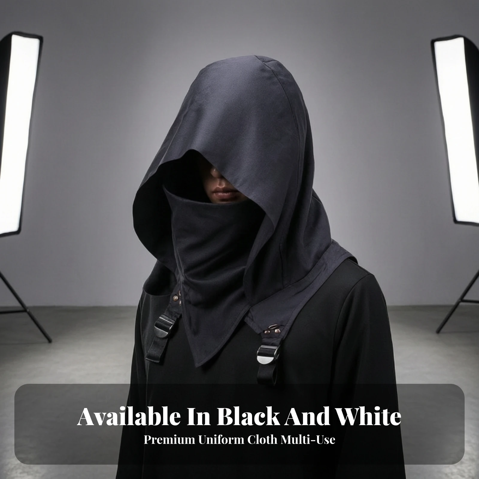 Cosplay Hood Futuristic Cloak Hat with Straps Costume Cowl Vintage Hooded Cape Soft for Cosplayers, Halloween