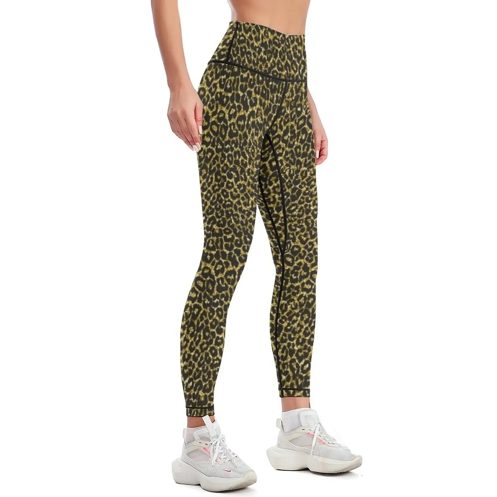 Patterns: Leopard Print Design - Gold Brown and Black Leggings sporty woman gym Women's pants Womens Leggings