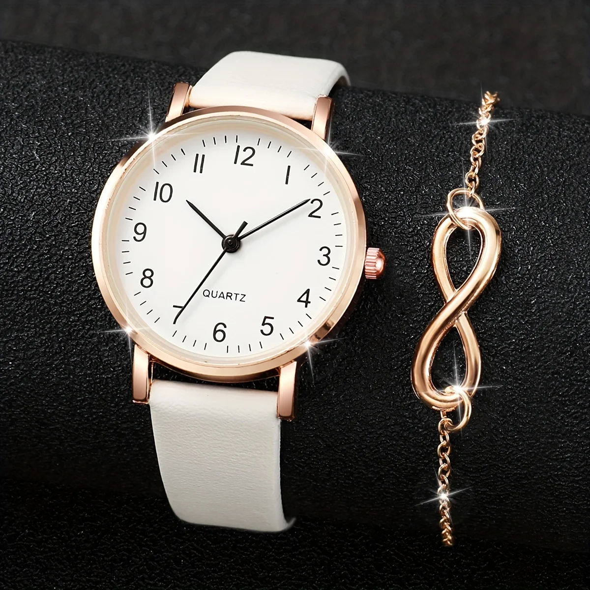 Reloj de cuarzo redondo para mujer, pulsera a juego, reloj analógico informal, conjunto de accesorios de moda, 2 piezas por juego