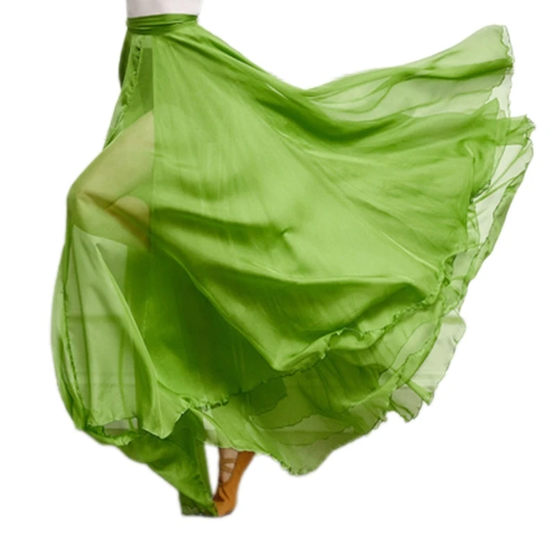 Damska zwiewna szyfonowa, wiązana talii długa spódnica maxi na scenę i festiwal P8DB