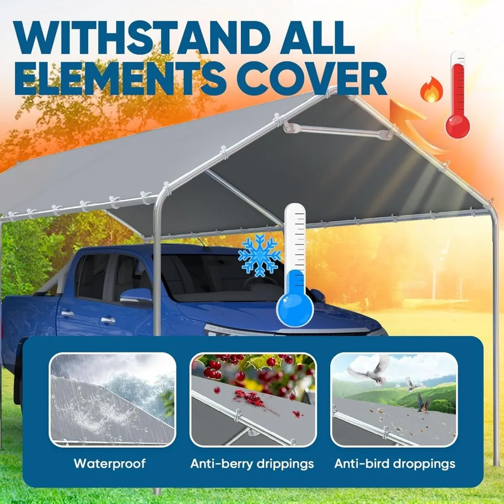 الثقيلة 10x20 قدم مرآب المظلة في الهواء الطلق المرآب المأوى عززت هيكل قارب خيمة سيارة حماية طويلة الأمد #4