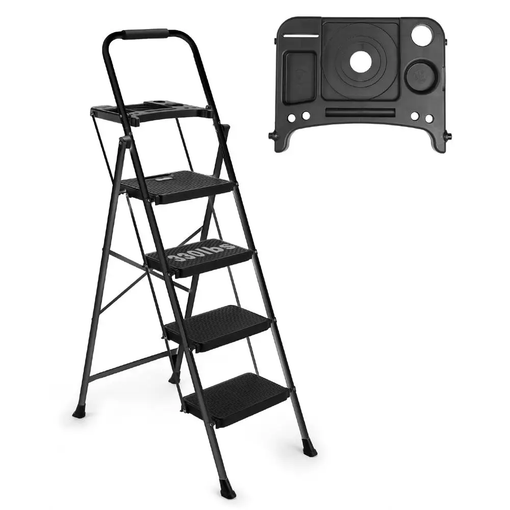 4-Step Ladder Heavy Duty Anti-Slip Platform 330lbs Foldable Portable 58-3/4