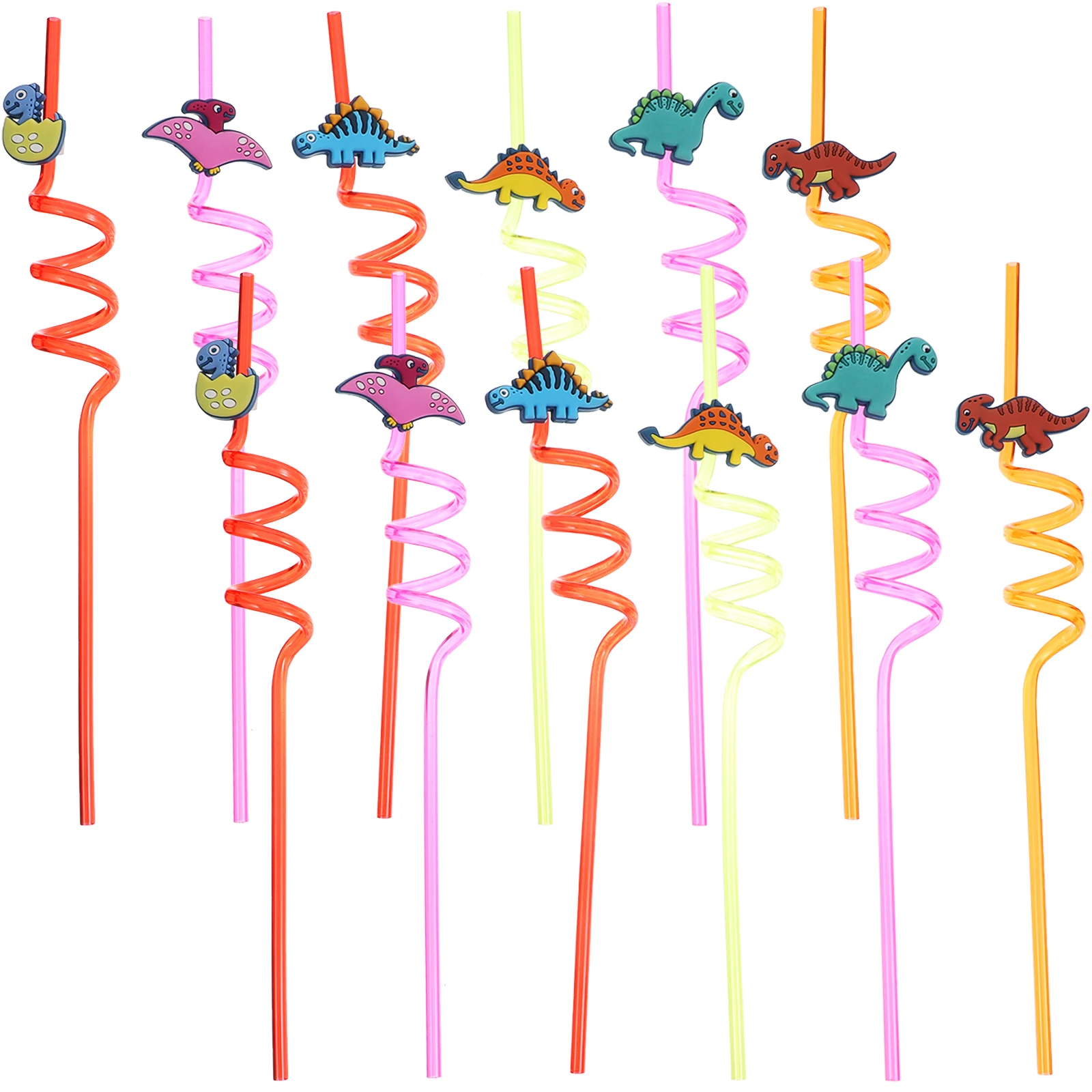 

18pcs Soft Silicone Straw Accessories Creative Cartoon Animal Patches Food Grade PETG Curved Reusable Party Supplies Safe