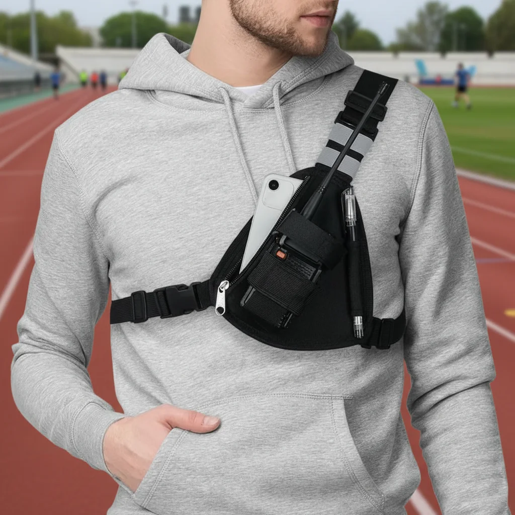 

Adjustable Radio Chest Harness Pack Oxford Cloth Multifunctional Walkie Talkie Bag Black Crossbody Bag Interphone Chest Bag