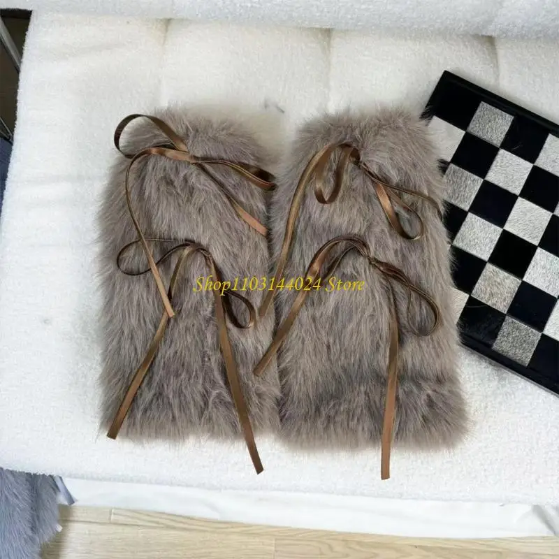 N5ke harajuku غطاء الحذاء النساء اللطيف شريط القوس فروي أفخم الساق البيضاء الجوارب أكثر دفئا #2