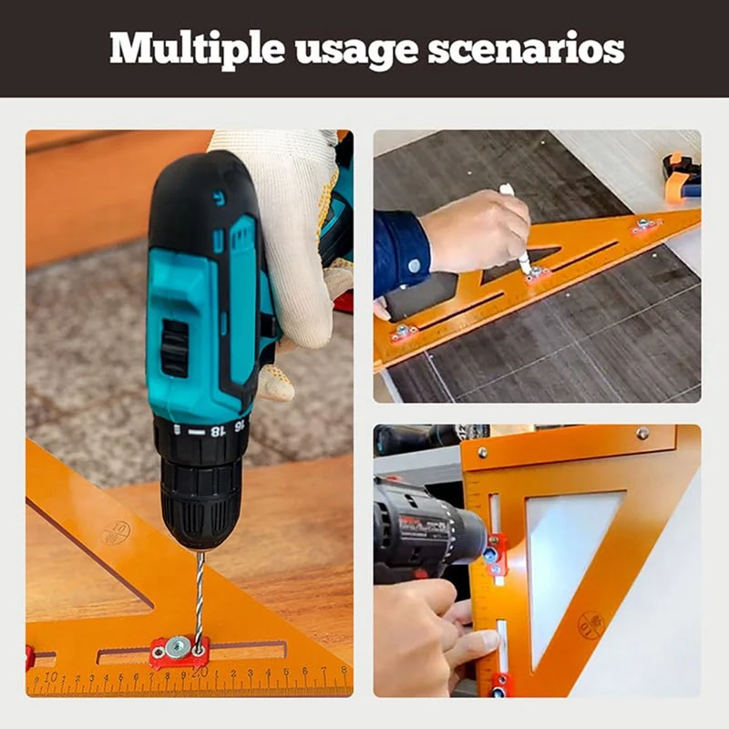 2In1 Rafter Square,Positioning Triangle Ruler Rafter Square Tool Adjustable Triangle Ruler Protractor For Woodworking