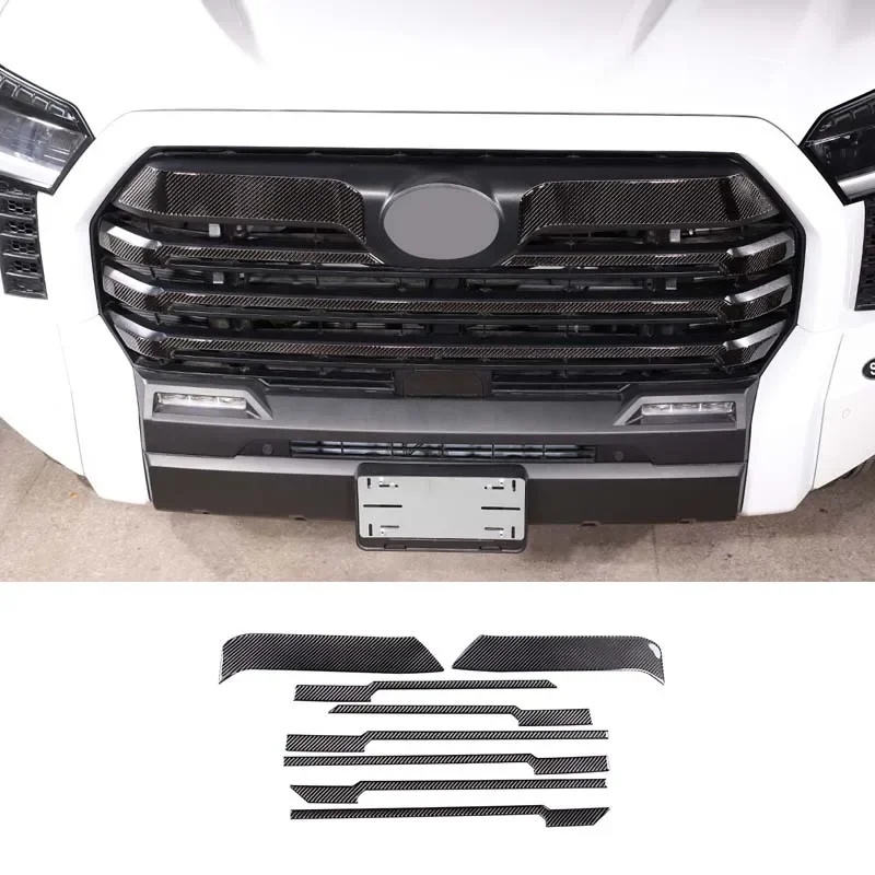 

For Toyota Tundra 2022-2023 Soft Carbon Fiber Car Styling Front Grille Decorative Sticker Car Exterior Protection Accessories