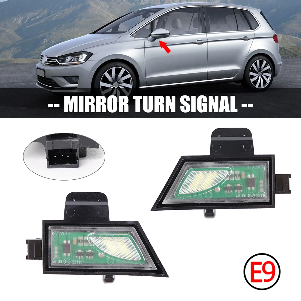 1 Pair LED Automotive  White Under Side Mirror Puddle Light For  VW Golf 7 MK7 Variant GTI R20 Sportsvan Touran MK3 T5