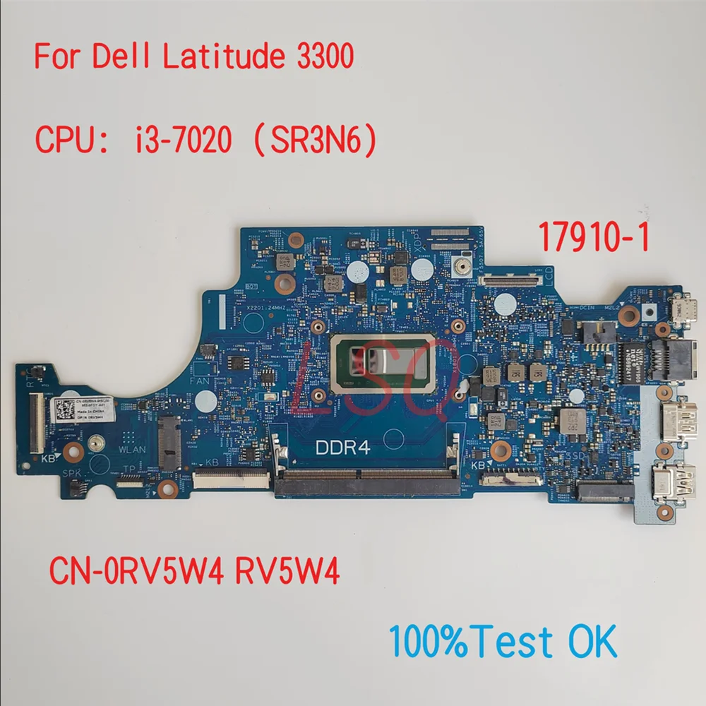 

17910-1 Материнская плата для ноутбука Dell Latitude 3300 с процессором i3 CN-0RV5W4 RV5W4 100% ТЕСТ ОК