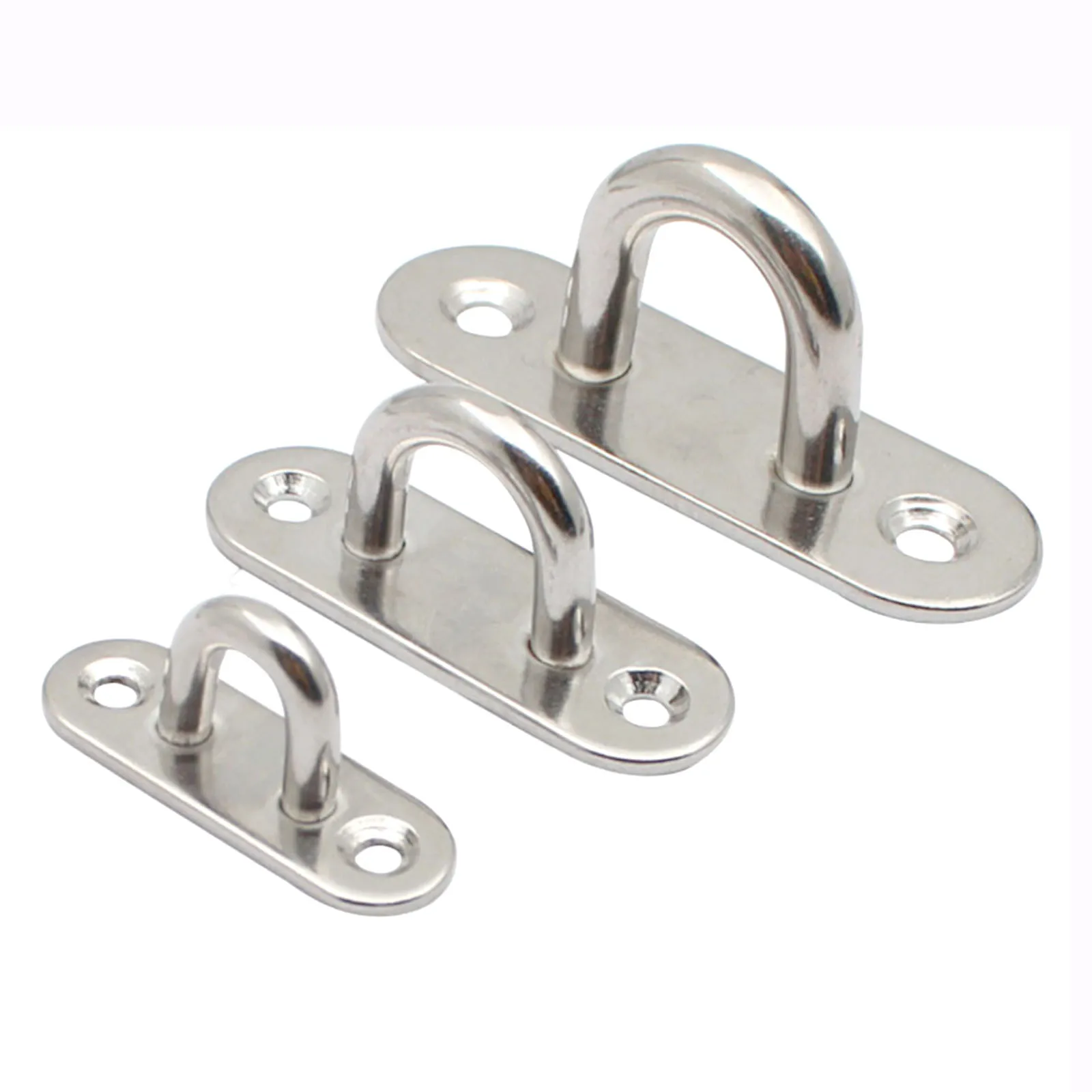 2PCS Boat 316 Stainless Steel Oval Shape M5 M6 M8 Pad Eye Plate Oval Door Lock Hasps Door Hinges Buckle Shade Sail Accessories