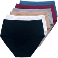 6 uds bragas de algodón para mujer, ropa interior de talla grande, bragas de cintura alta, pantalones cortos de lencería femenina de Color sólido transpirable