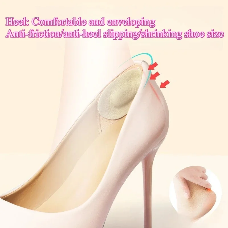 2Pair Cowhide Heel Protectors Stickers Sneakers Heels Feet Pads Leather Non Slip Shoe Pads Foot Pain Relievers Shoes Inserts
