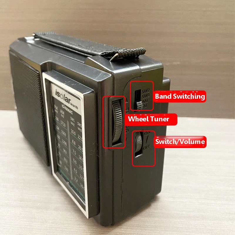 راديو fam SW محمول ريترو ، راديو بنطاق كامل عتيق مع مكبر صوت عالي الطاقة ، دعم هوائي قابل للسفع ، DC 3V x 2 AC V