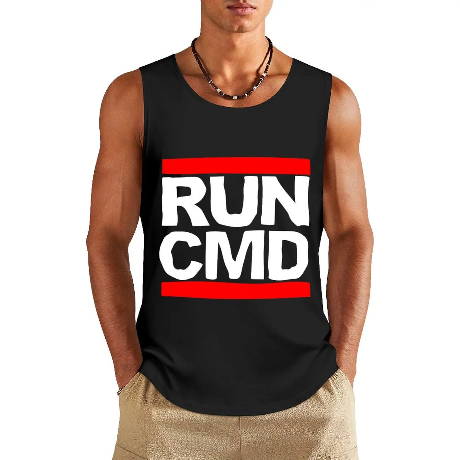 Майка RUN CMD мужская без рукавов, рубашка для спортзала, лето 2024