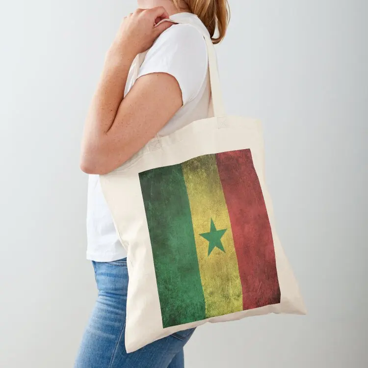 

Old and Worn Distressed Vintage Flag of Senegal Tote Bag Custom bag eco bag folding large size bags tote men