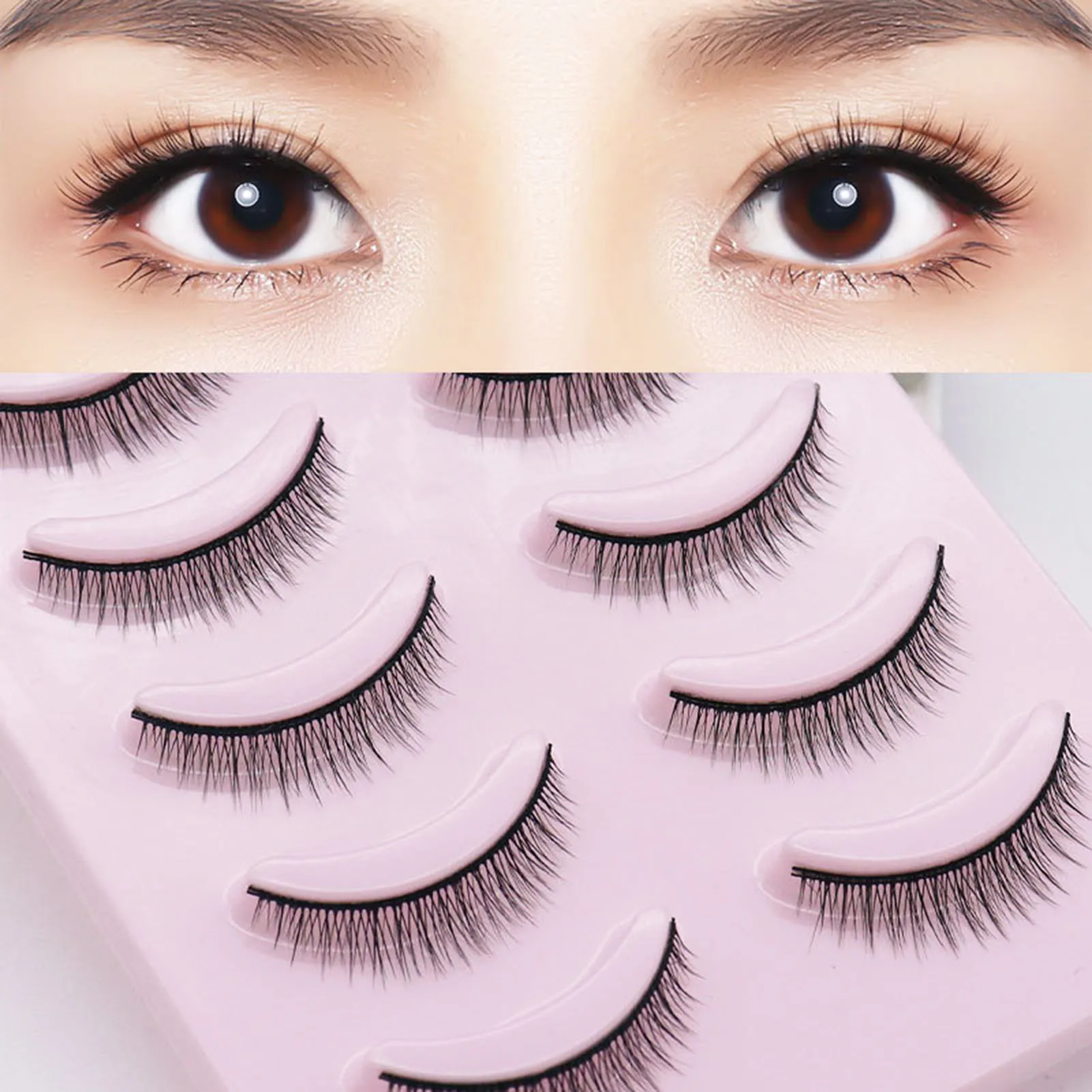 5 par modnych sztucznych rzęs 3D Krótkie sztuczne rzęsy Lekkie puszyste sztuczne rzęsy DIY Salon piękności Kobiety Dziewczyny Używają — zdjęcie 7