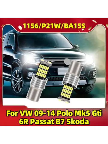 P21W Car LED Bulb Ba15s 1156 Turn Signal Light 6000K Canbus Reverse Lamp For VW 2009-2014 Polo Mk5 Gti 6R Passat B7 Skoda 10 best sales passat b7 light - №10