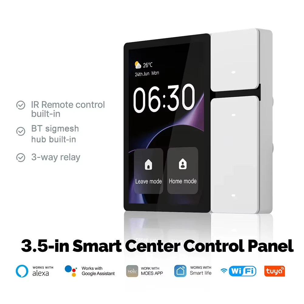 2024 New type TTP06 3.5 Inch Tuya Smart Home Multi-functional Touch Screen Central Control Panel WiFi IR Remote Control