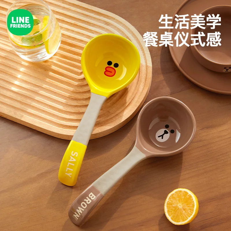 Anime Brown Bear Sally Cartoon Ceramic Soup Spoon Fashion High Quality Long-Handled Rice Large Spoons Kitchen Tableware Gifts