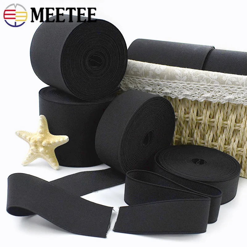 

2/5M Meetee 1-10cm Balck Elastic Band Waistband Rubber Bands Belt Wide Elastics Cord Clothes Stretch Tape DIY Sewing Accessories