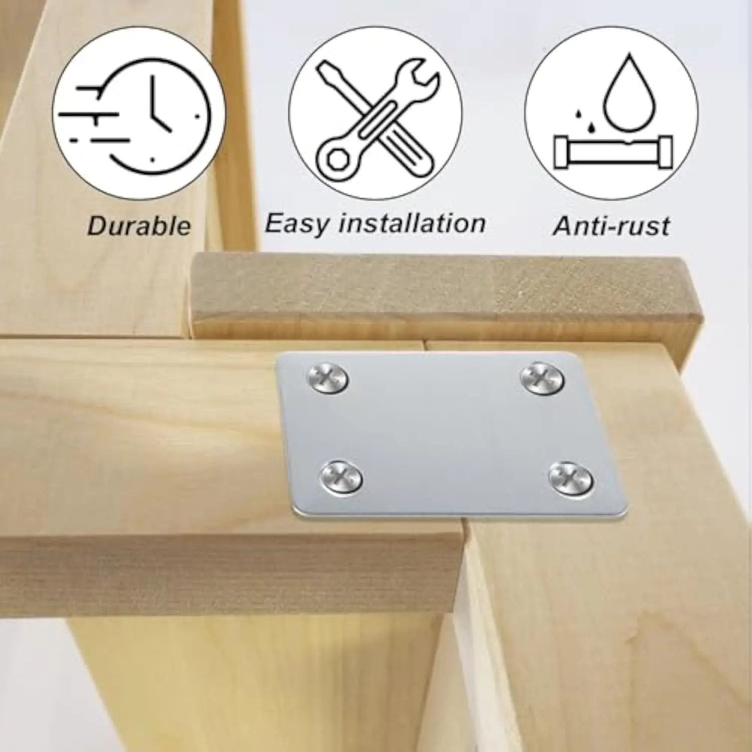 10/20/30 Pcs Flat Corner Code, Four Hole Fixed Corner Bracket, Furniture Connection Fastener, Used for Tables, Chairs, Shelves