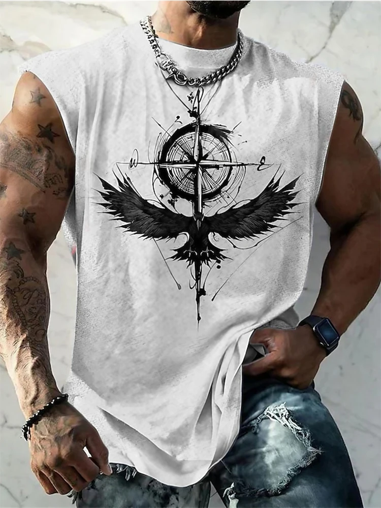 Men\'s Vest Top Sleeveless T Shirt for Man Graphic Animal Crew Neck Clothing Apparel 3D Print Daily Sports Sleeveless Print