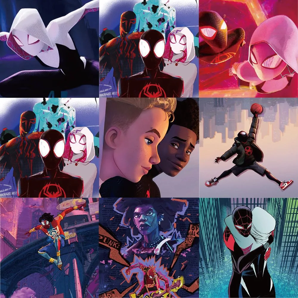 10/30/62PCS Disney Cartoon Spiderman Stickers attraverso il Spider-Verse Anime Graffiti decalcomanie impermeabile Cool Sticker per bambini giocattolo