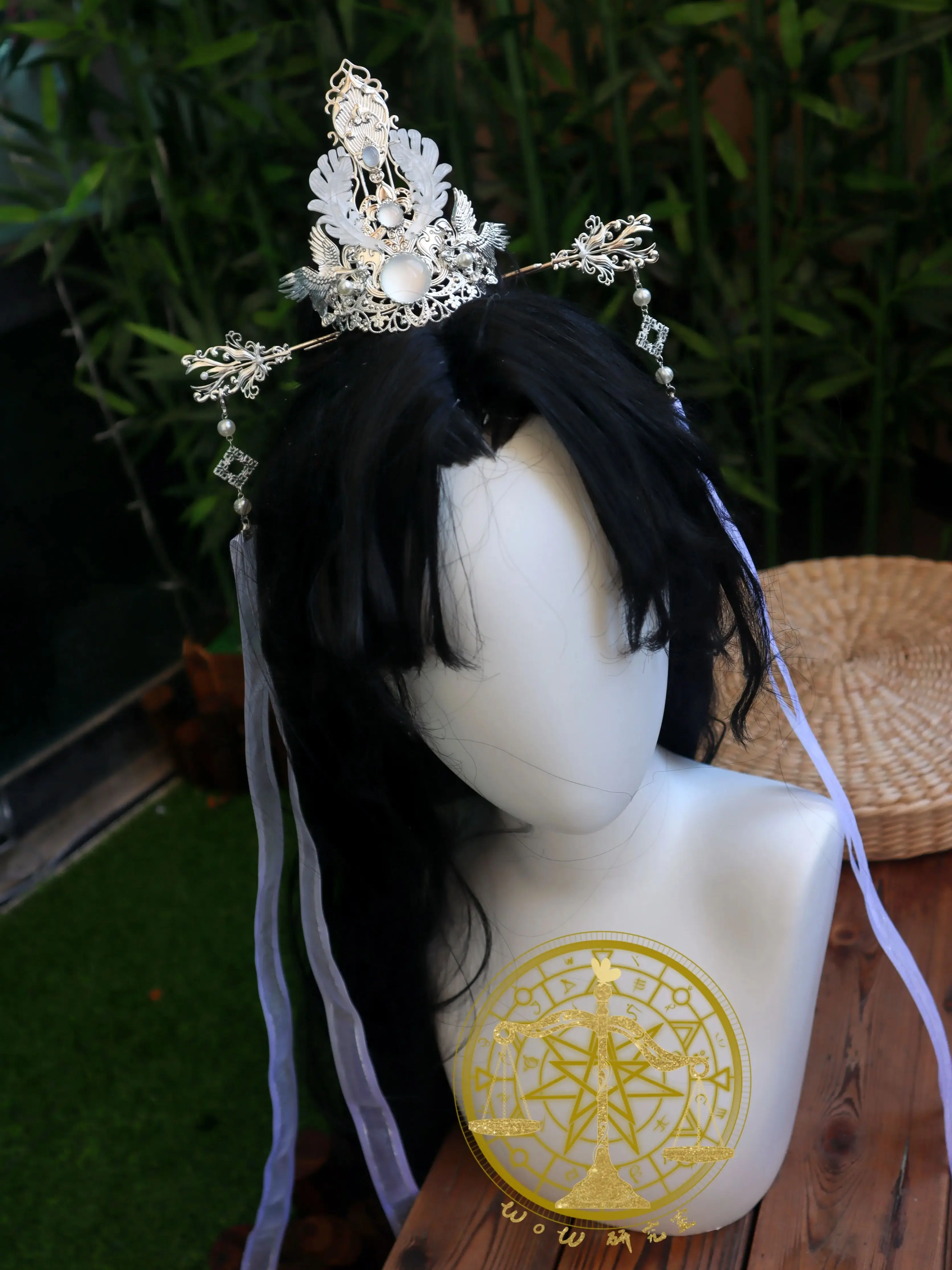 In Stock Er Ha Chu Wanning Anime Cosplay Headwear Antique Style Hair Crown Hairpin Ribbon Headdress Chinese Ancient Props