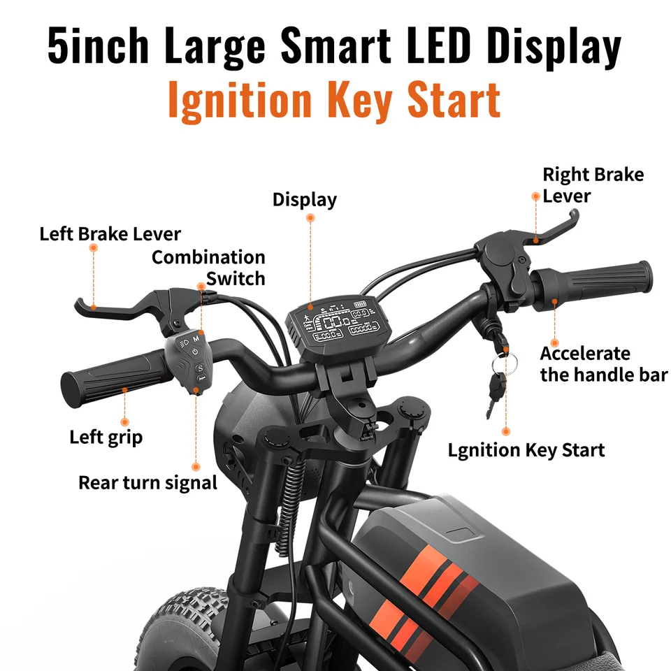 Ridingtimes GT33 Electric Bike for Adults, Max 34MPH & 50-80 Miles Ebike with 20" Fat Tires, 1500W Motor & 27AH Removable Battery, Dual Hydraulic Brakes, Full Suspension E Bike image 7