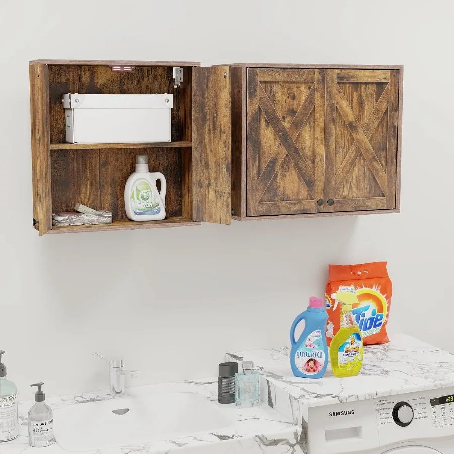 Armario para la colada, botiquín para baño, cocina, almacenamiento, organizador de granja montado en la pared con estantes sobre inodoro, un juego de
