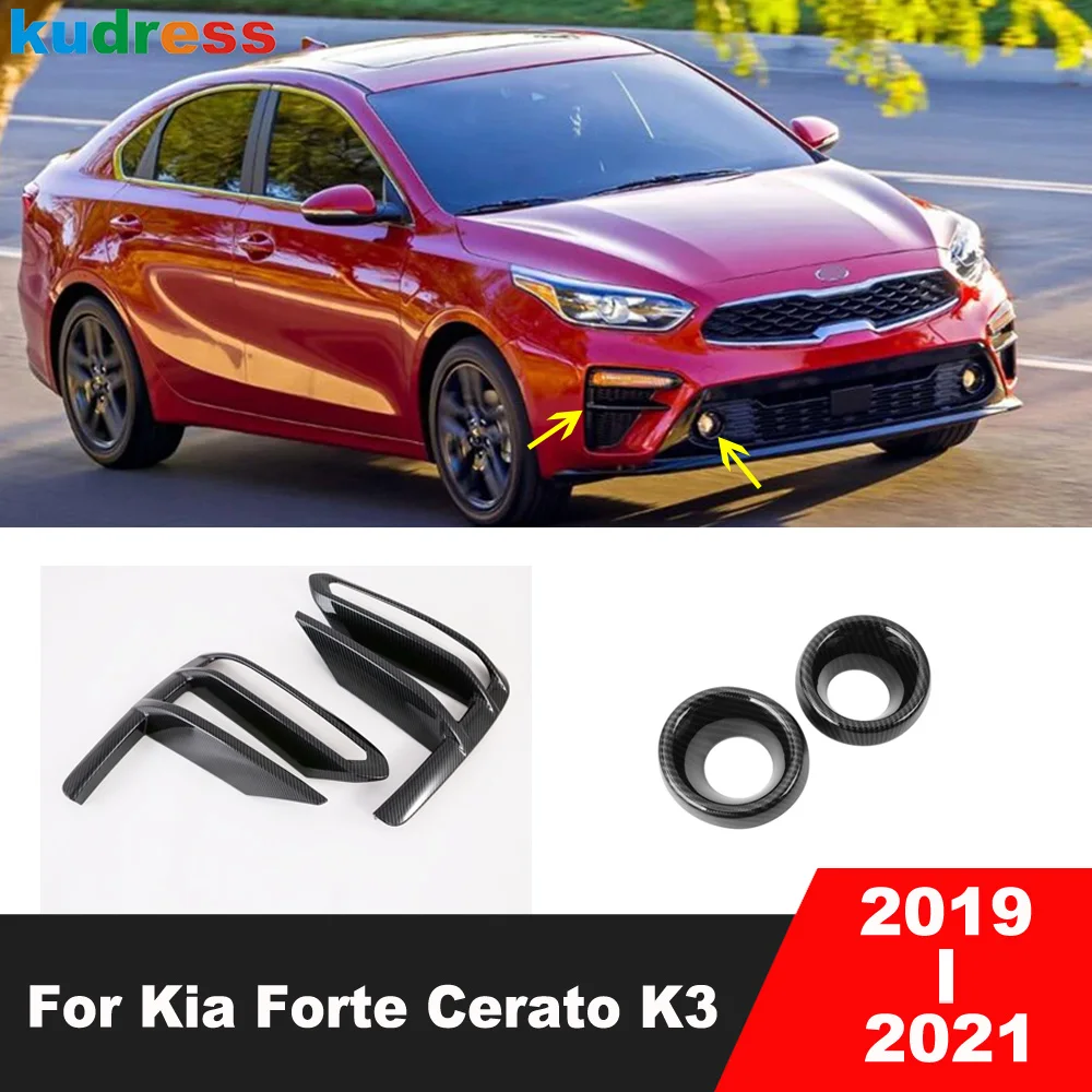 

Front Fog Light Lamp Cover Trim For Kia Forte Cerato K3 2019 2020 2021 Carbon Fiber Car Foglight Foglamp Bezel Trims Accessories