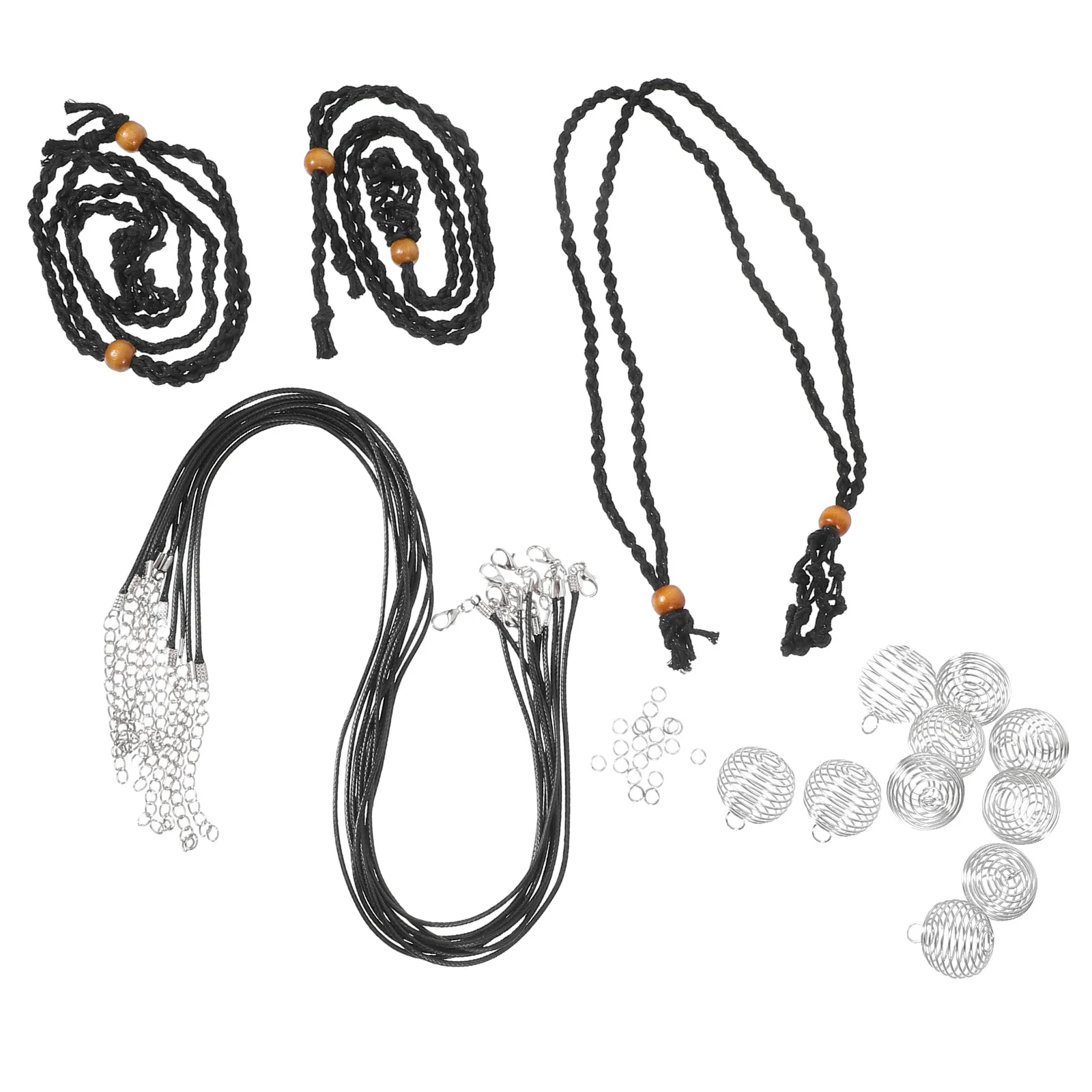 

1 set 1 Set Jewelry Making Kit Black Iron Wire Waxed Cotton Cord Diy Necklace Bracelet Craft Stone Holder Accessories