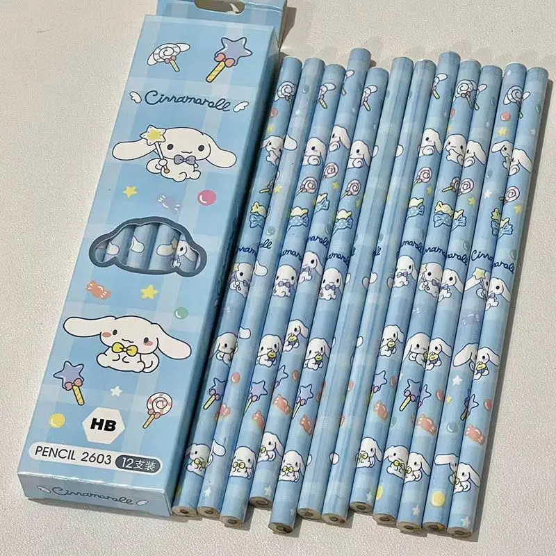 Sanrio Cinnamoroll My melody Kuromi Pompom Purin Cute student creative cartoon pattern writing painting sketch smooth pencil box