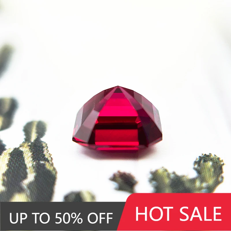 

A-Hot Sales Lab Grown Ruby Asscher Cut Pigeon Blood Red Color Charms Jewelry Making Main Materials Selectable AGL Certificate