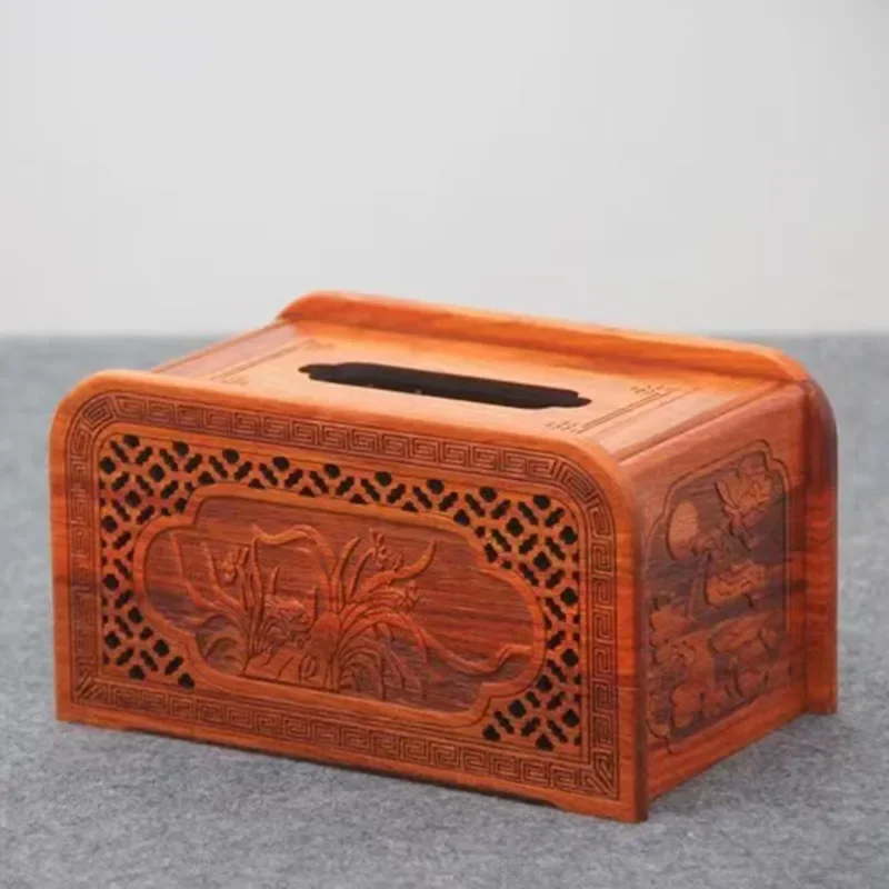 Myanmar rosewood pumping carton wooden tissue box household creative mortise and tenon living room coffee table napkin box