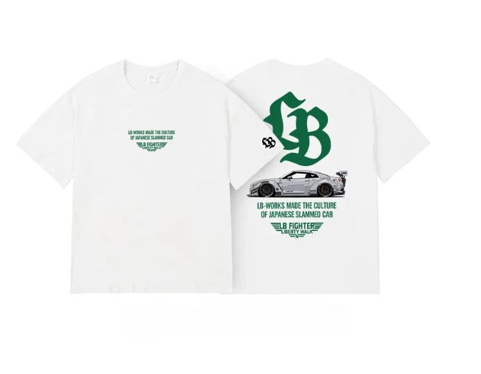 LBWK Tokyo JDM Modified Car Culture Men and Women Couple American Retro Street Short-Sleeved T-Shirt