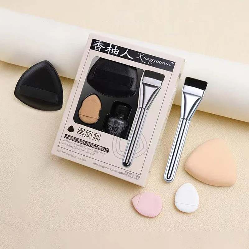Dreieck Schwarz Make-Up Puff 7 Teile/satz Flachkopf Foundation Pinsel Reiniger Mini Finger Schwamm Concealer Air Kissen Werkzeug
