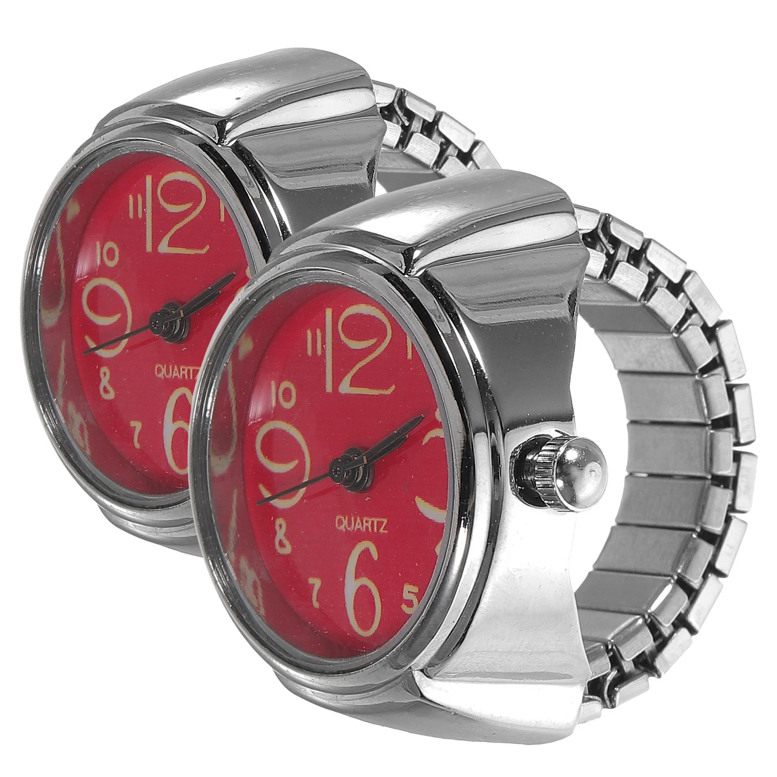2 pezzi orologi ad anello rosso coppia dito al quarzo mini visualizzazione dell'ora accessori eleganti con numeri grandi per donna uomo orologio ad anello