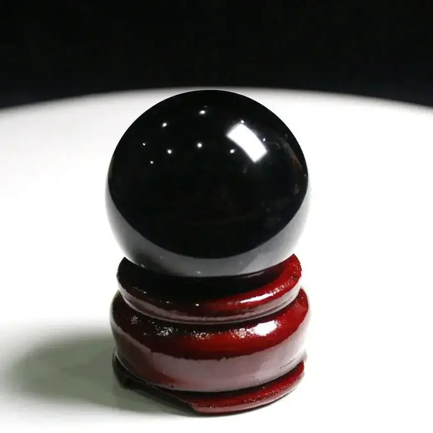 4cm and 6cm Natural Black Obsidian Sphere Large Crystal Ball Healing Stone Gemstone Home Decor + 1 stand