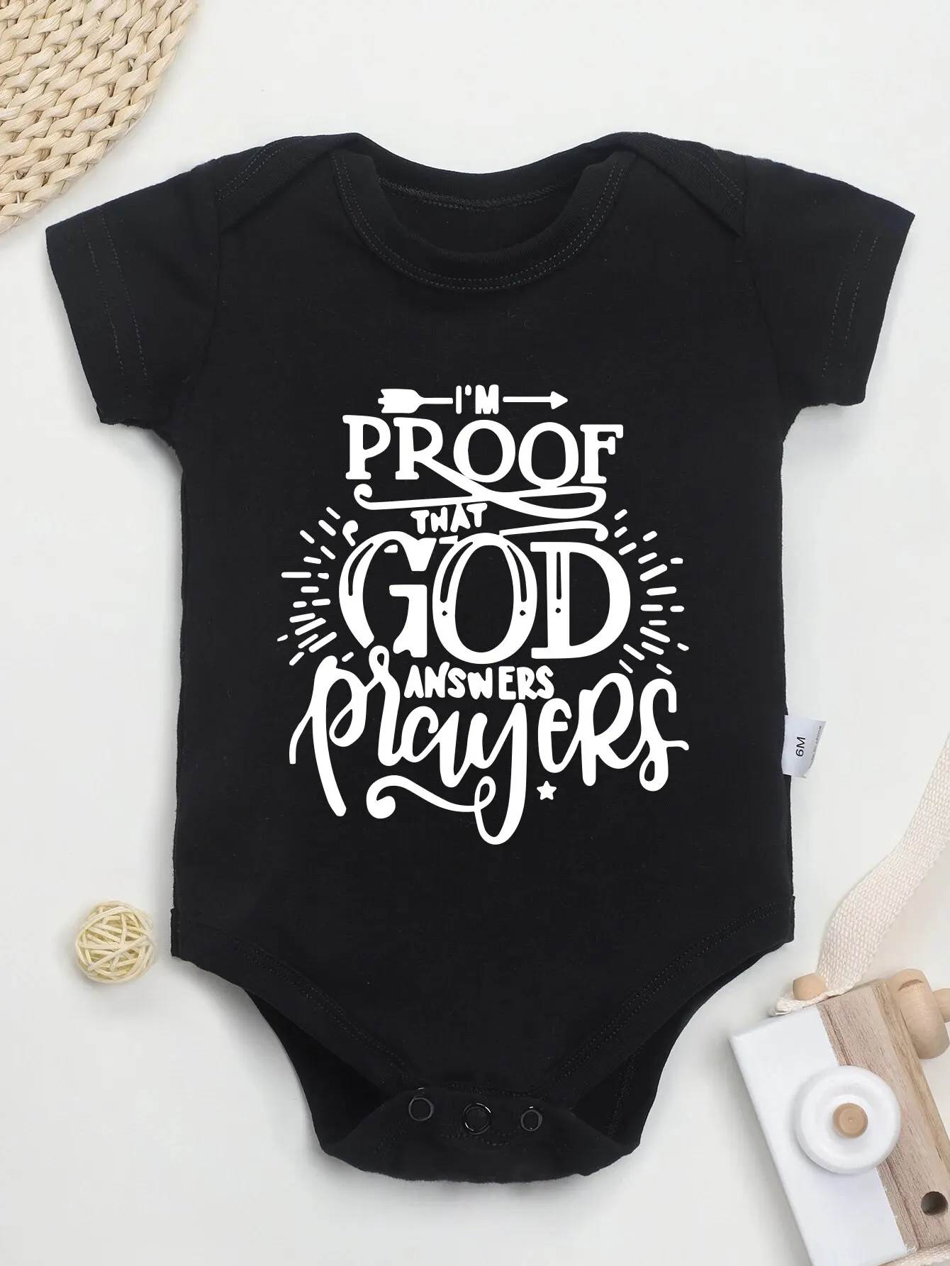 0-24 Months Newborn Clothes I\'m Proof That God Answers Prayers Printed Fashion Baby Boy Bodysuit Aesthetic Harajuku Dropshipping