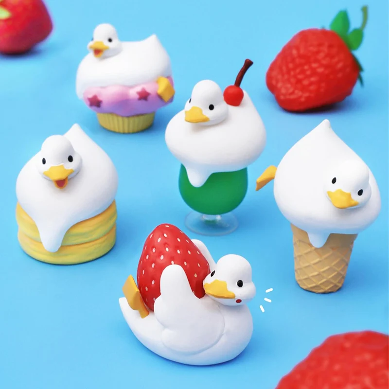 Qualia cápsula juguetes Mochimochi pato mascota helado fresa Daifuku Cupcake panqueque crema Soda postre figura